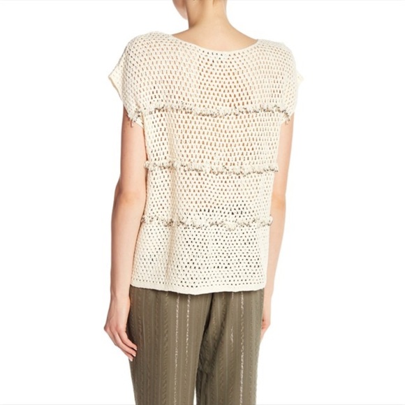 NWT Joie Natural Ivory Crochet Sequin Top Small - Picture 2 of 8